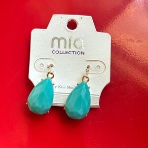Mia Collection Costume Gold Turquoise Dangle Earrings